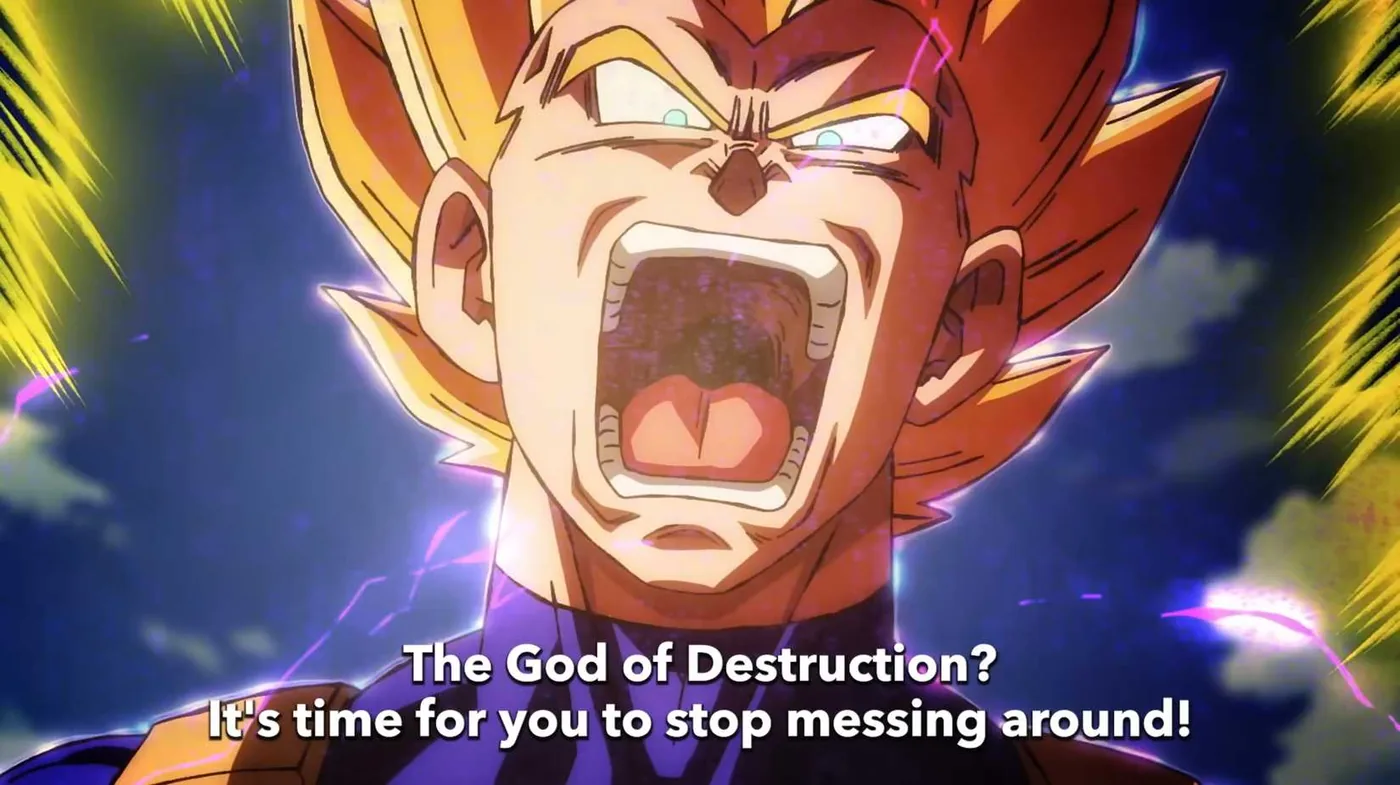 Super Saiyan 2 Vegeta powers up in Beerus Episode 3.
