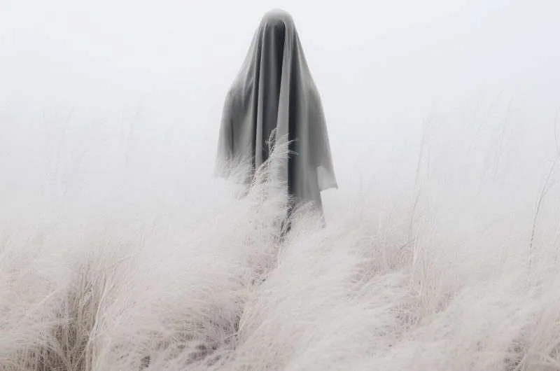 An artistic representation portraying cultural ideas about ghosts and unseen spirits.