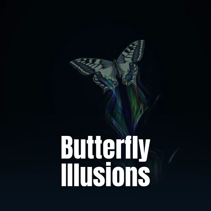 University of Exeter illustration representing butterfly optical illusions in flight.