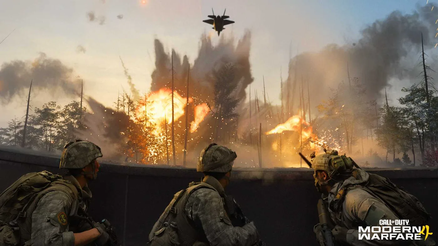 A combat scene from the Call of Duty: Modern Warfare 4 campaign.