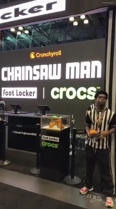 Promotional showcase display for the Chainsaw Man footwear collection at New York Comic Con.