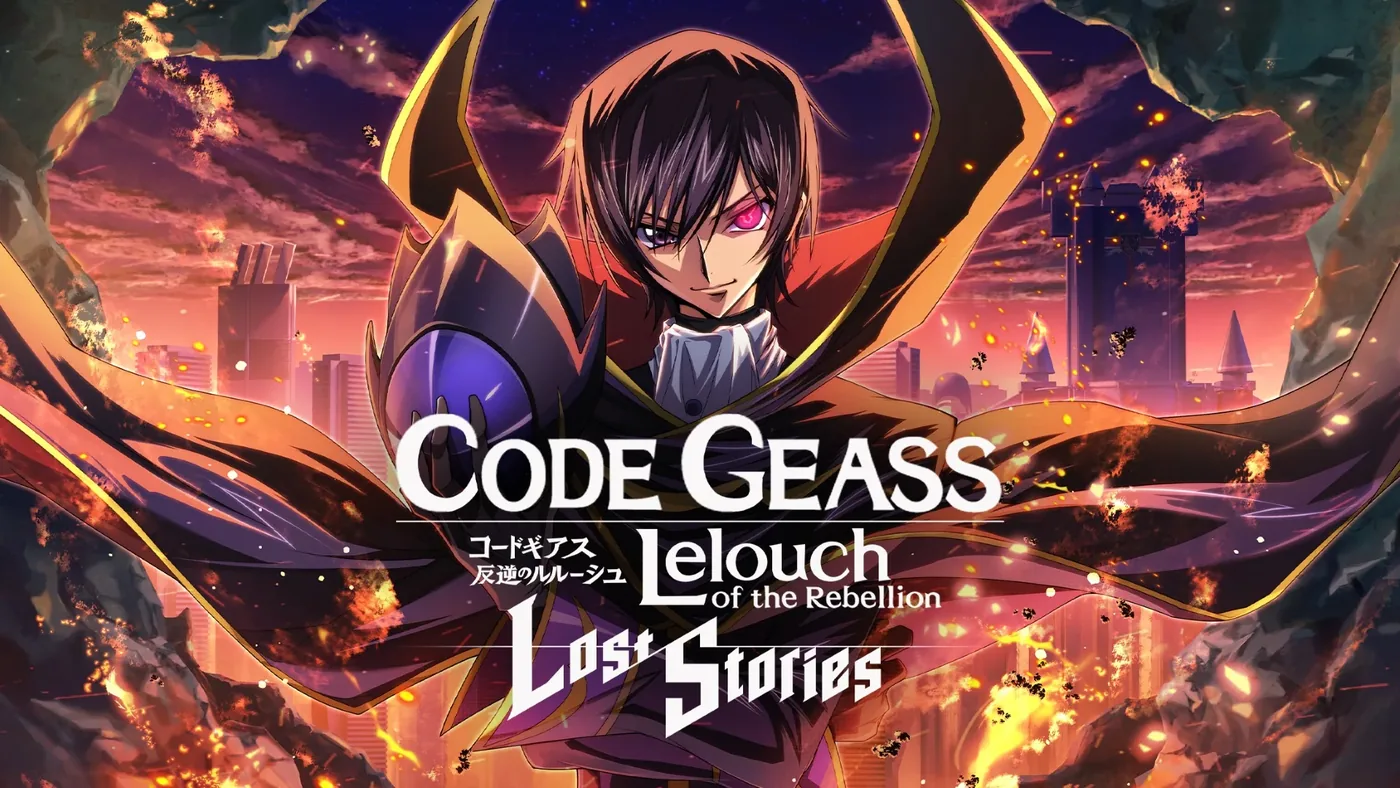 Promotional key visual for Code Geass Lost Stories featuring Lelouch Lamperouge and main cast members.