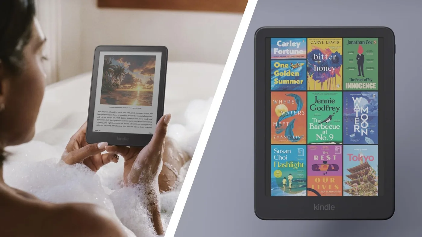The Amazon Kindle Colorsoft 2026 version color ereader with side power button.