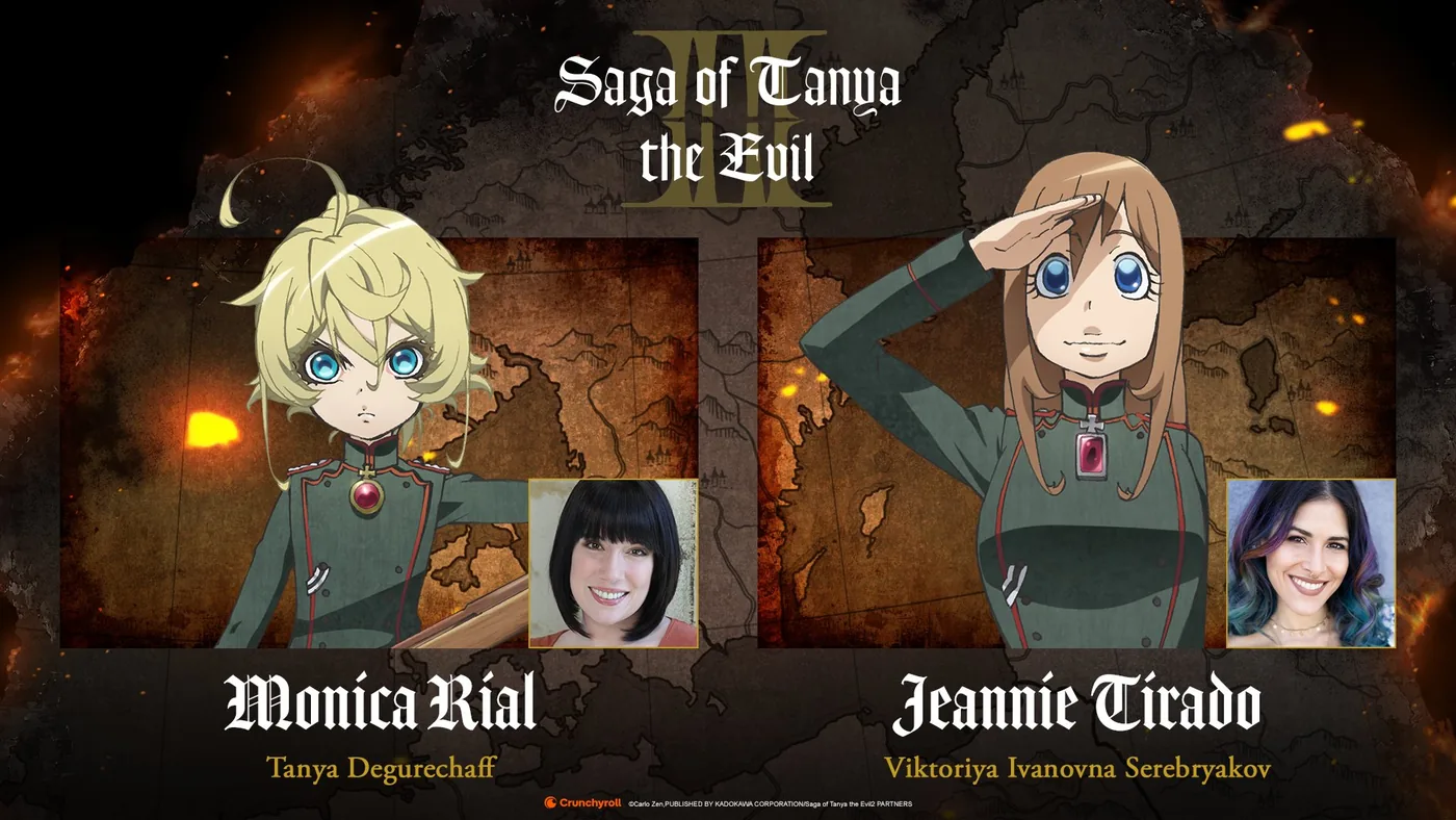Official visual representing the Crunchyroll English dub release for Saga of Tanya the Evil