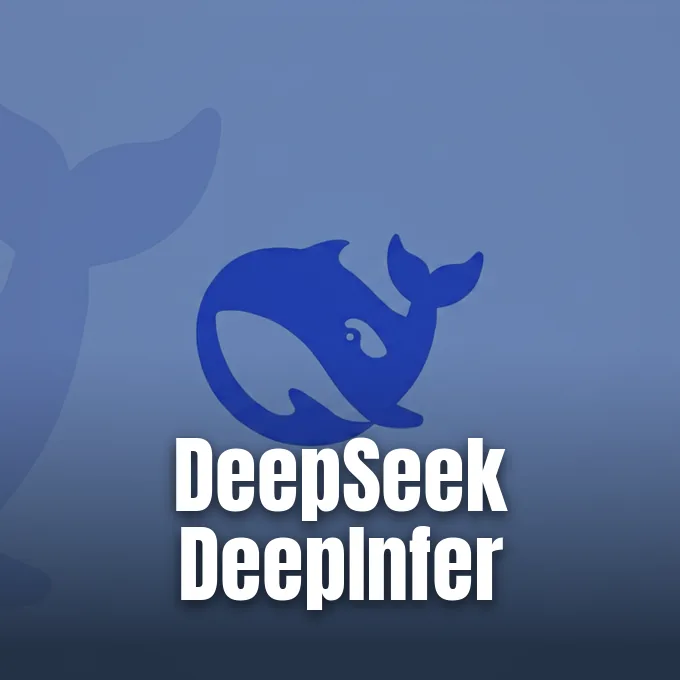 A stylized blue whale logo of DeepSeek centered on a soft gradient blue background.