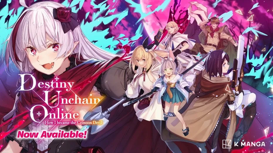 Promotional artwork for the Destiny Unchain Online manga adaptation.