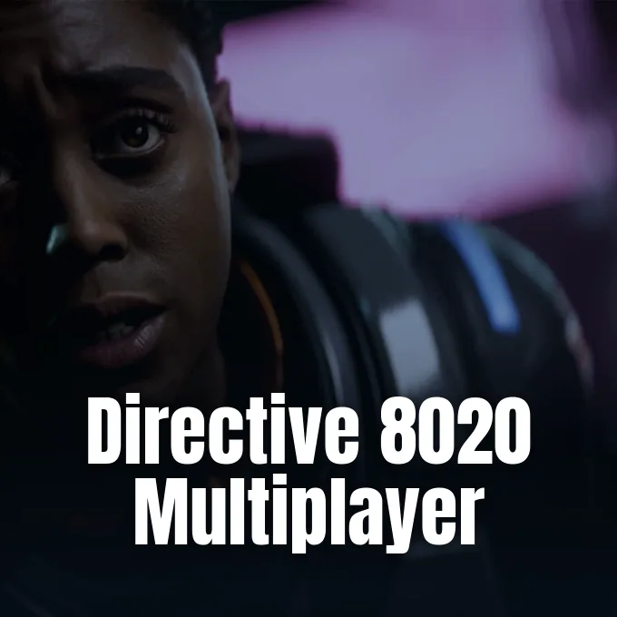 A close-up cinematic shot of an astronaut looking concerned inside a spaceship in Directive 8020.