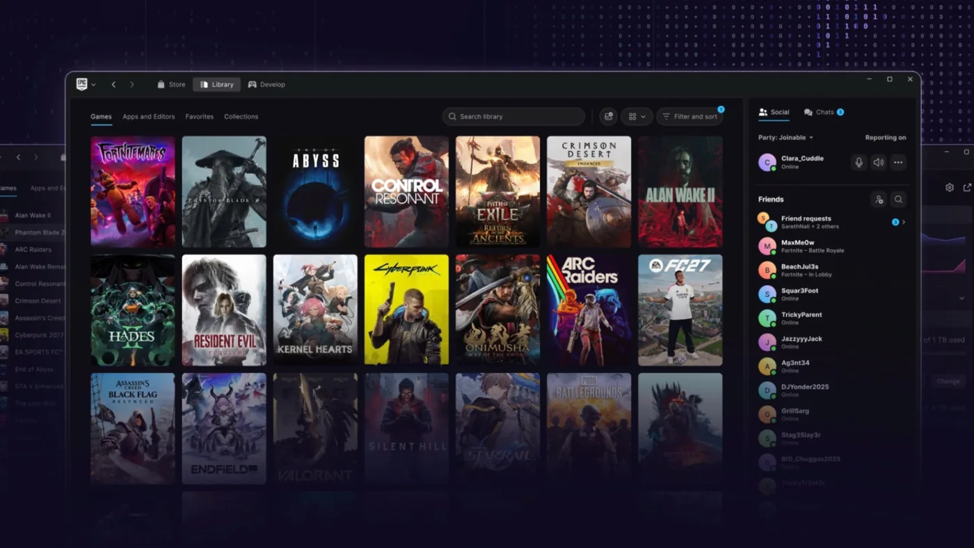 Digital storefront preview display for the revised Epic Games desktop application.