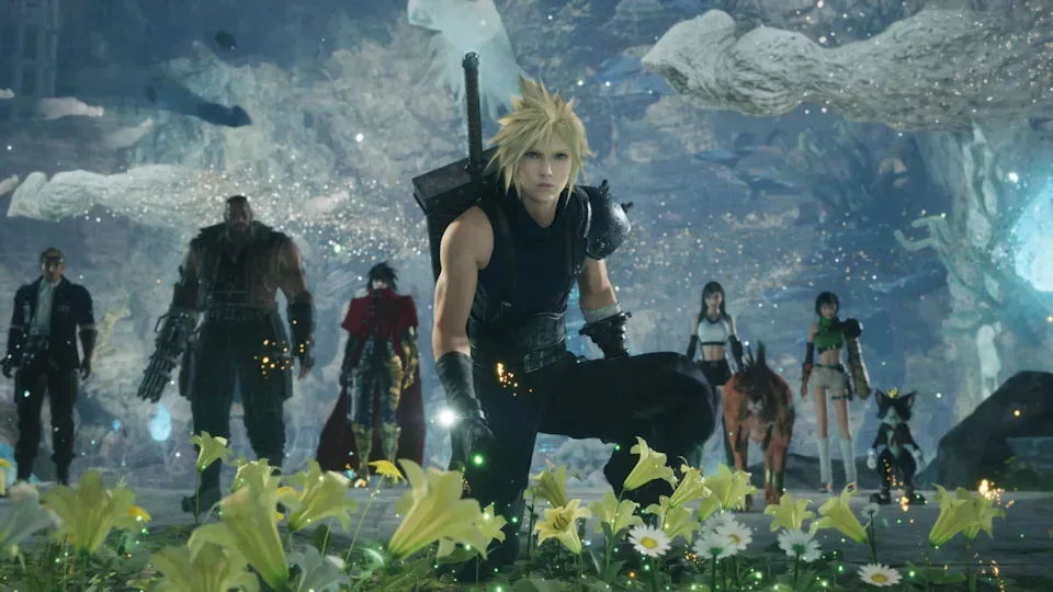 Cloud Strife and companions in Final Fantasy 7 Revelation.