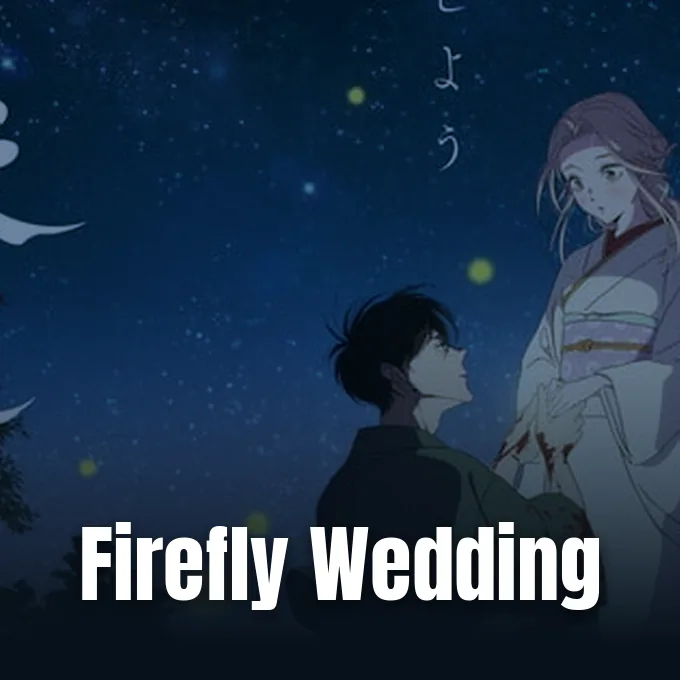 Illustration of a couple in traditional clothing gazing at each other beneath a night sky.