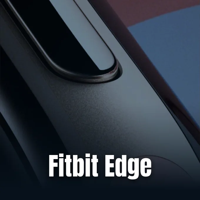 Extreme close-up shot showing the curved metallic chassis and display glass of a fitness tracker device.