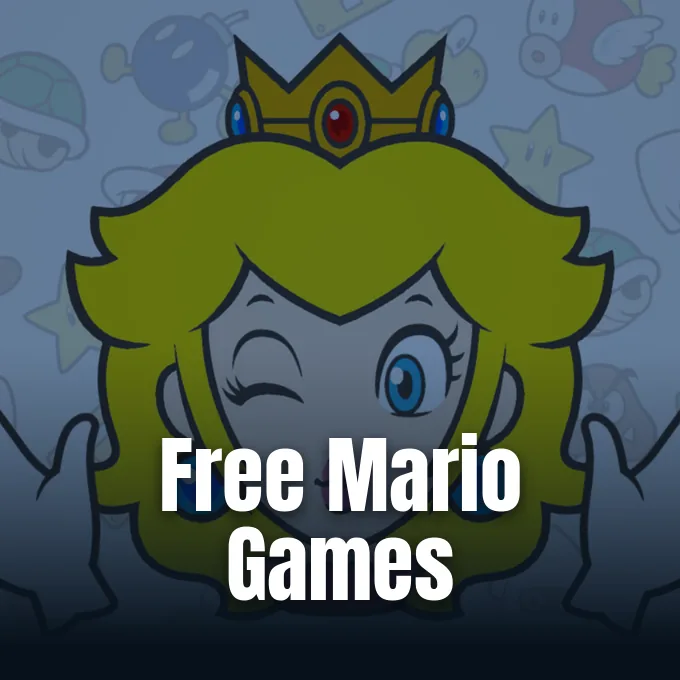 A close-up view of Princess Peach winking on a screen from the My Mario video game lineup.