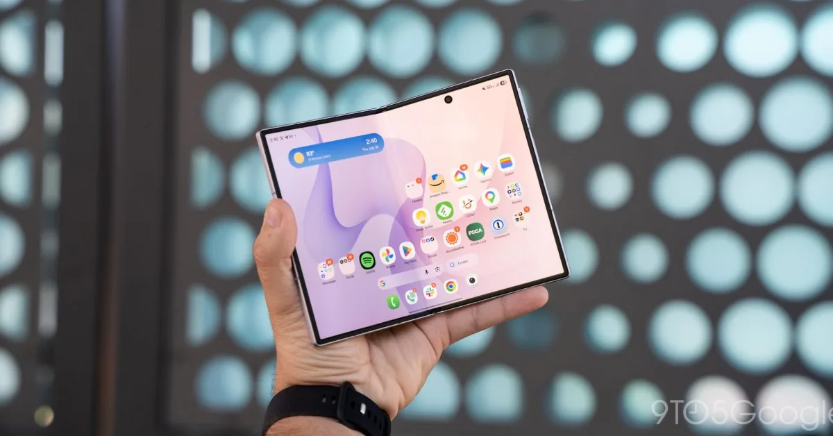 Galaxy Z Fold 8 book-style foldable shown from the outer display casing.