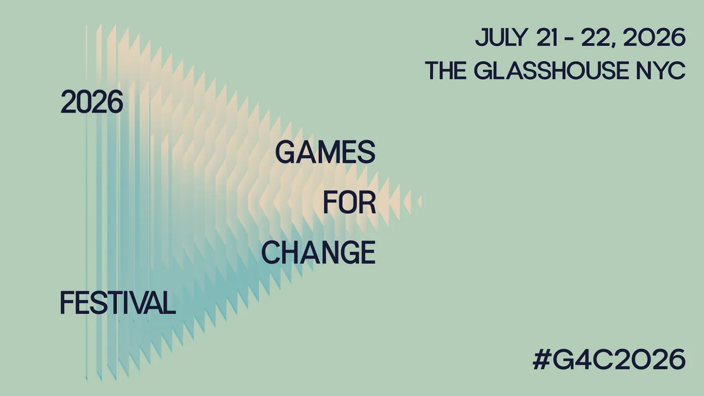 Promotional artwork for Games for Change showcasing the 2026 conference presentation.