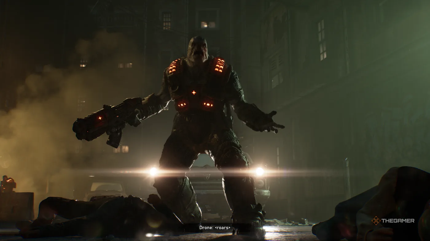 Act 1 gameplay in Gears of War: E-Day with collectible objectives on screen.