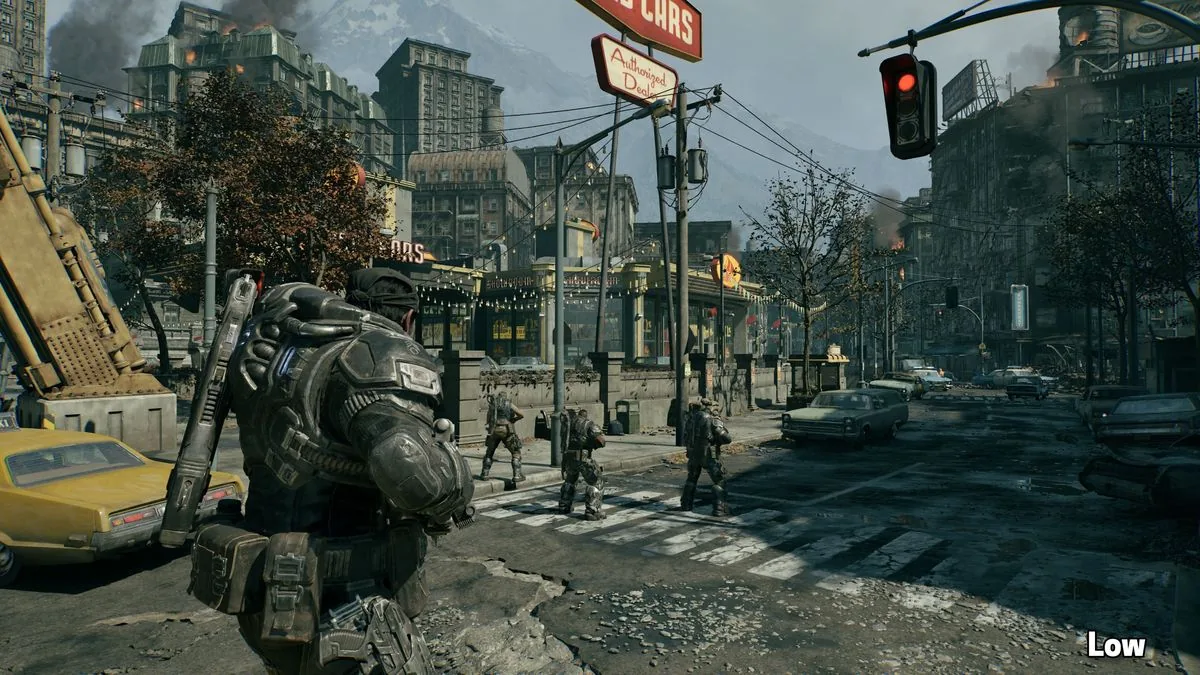 Gears of War: E-Day benchmark scene captured during early PC graphics testing.