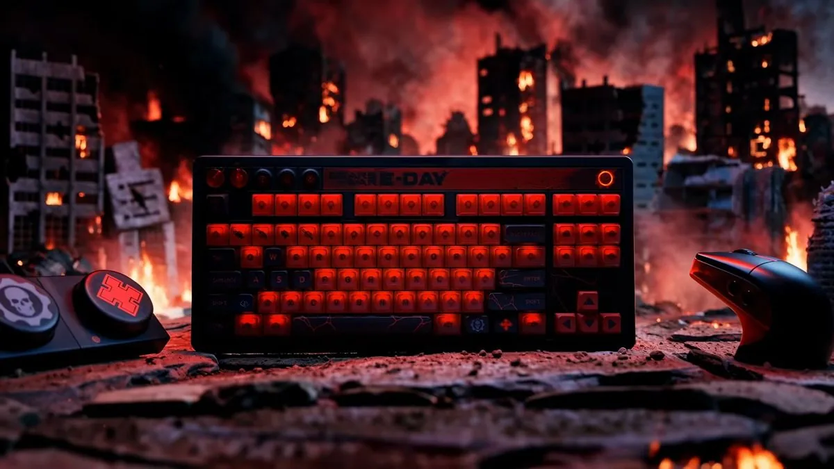 Gears of War: E-Day limited edition mechanical keyboard and mouse set designed by 8BitDo.