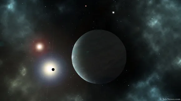 Artist rendering of the Gliese 414 binary stellar system
