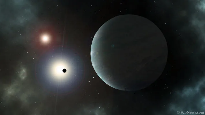 Artist concept representing the nearby Gliese 414 planetary system