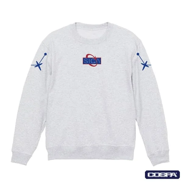 Close-up detail of the SIGA sweatshirt stitching and neckline ribbing.