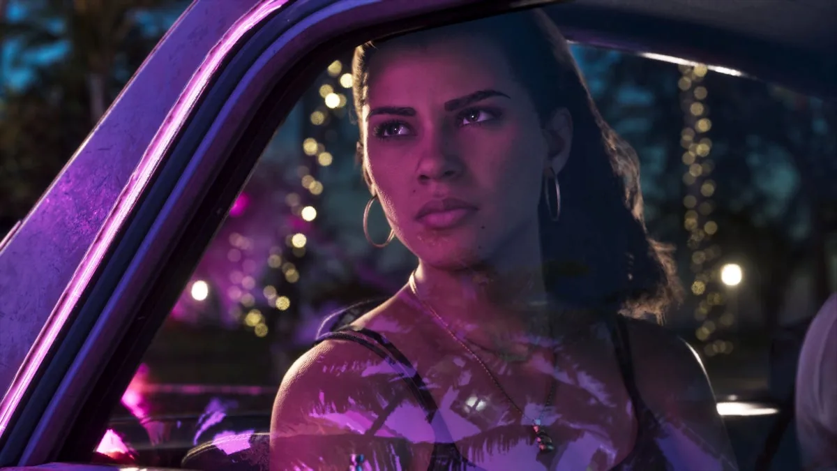 Official Rockstar Games artwork showing protagonist Lucia from Grand Theft Auto 6.
