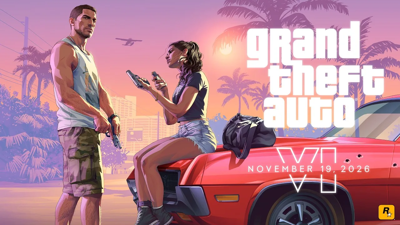 Title card from the official Grand Theft Auto VI launch trailer published by Rockstar Games.