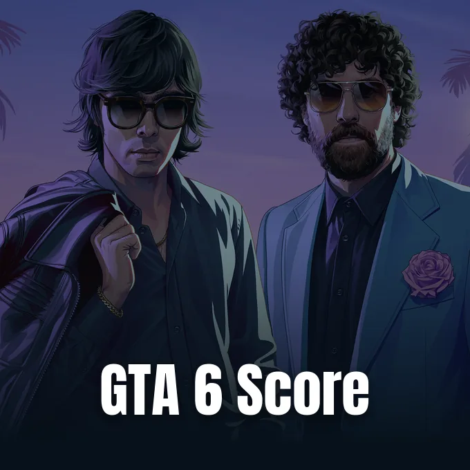 An illustration of electronic music duo Justice depicted in the Grand Theft Auto art style.