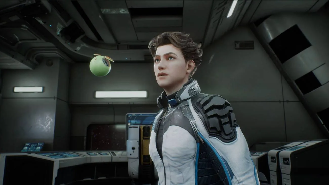 Pilot RE-X appears on screen during the opening moments of a mission.