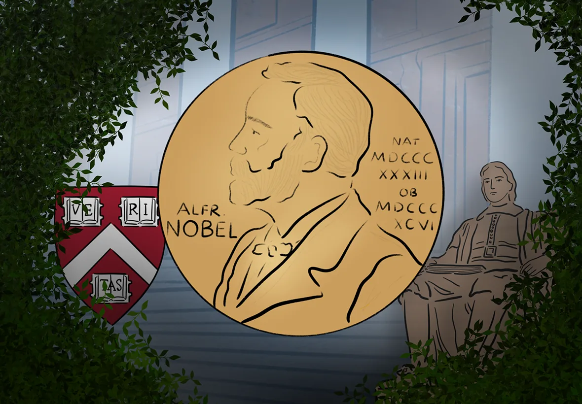 Header graphic examining the historic legacy of Harvard Nobel laureates