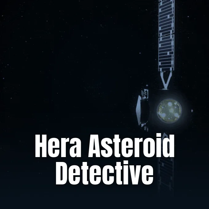 A spacecraft with extended solar panels operates against a dark starry backdrop in deep space.