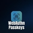 A glowing digital fingerprint icon centered on a dark blue gradient background.