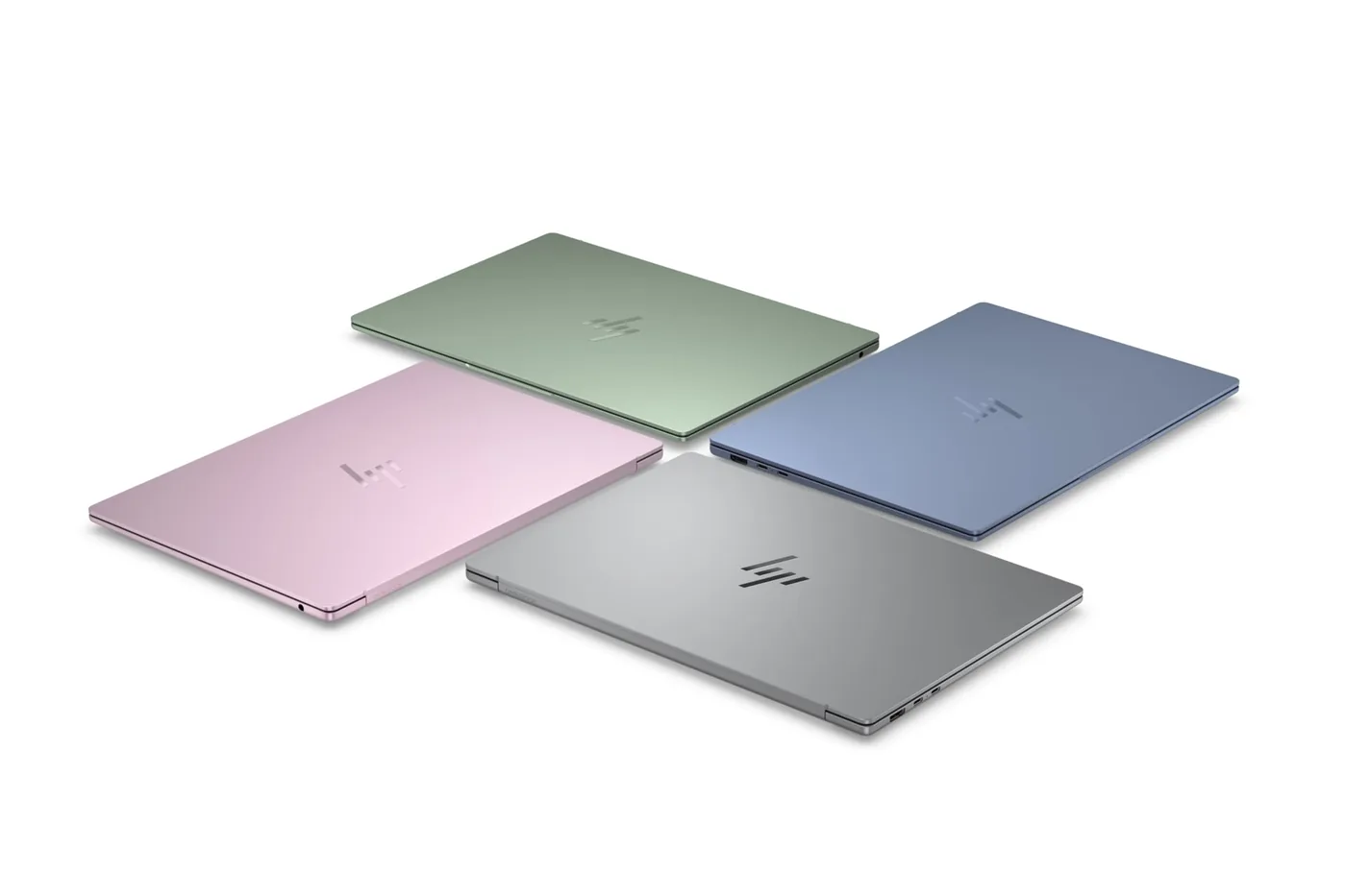 HP OmniBook 5 laptop color variants displayed from top view.