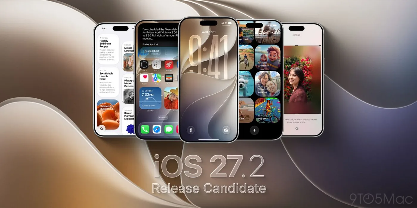 The iOS 27.2 release candidate installation screen on iPhone.