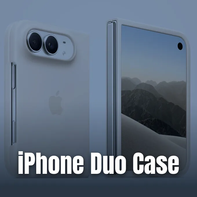 A white protective two-piece case fitted onto a foldable smartphone device on a neutral background.