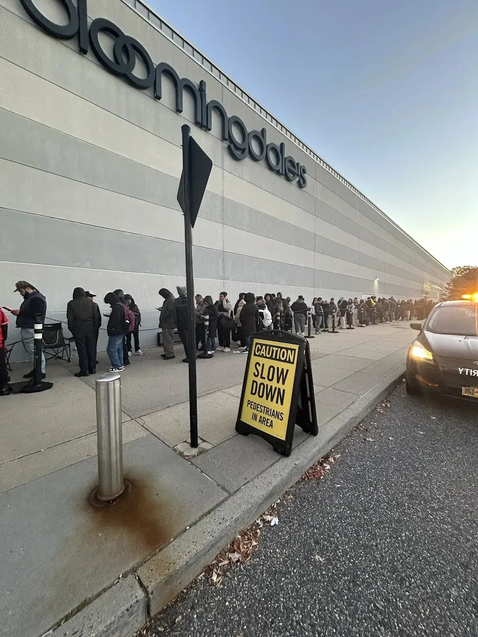 Crowds gathered outside Walt Whitman Shops on launch morning