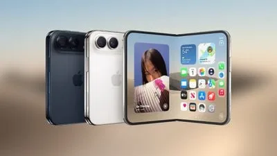 Apple iPhone Duo foldable hardware frame connecting two displays.