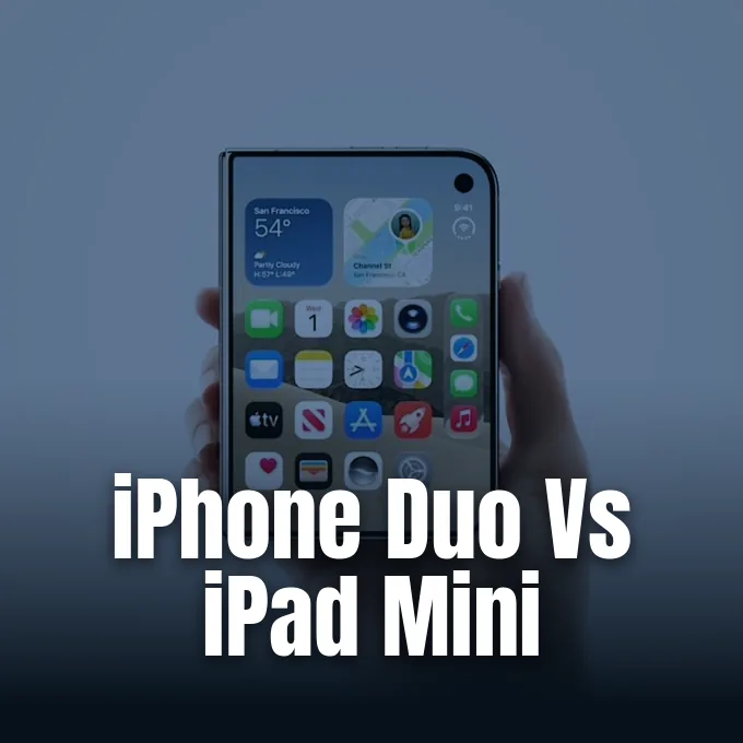 Apple iPhone Duo foldable smartphone alongside the iPad Mini.