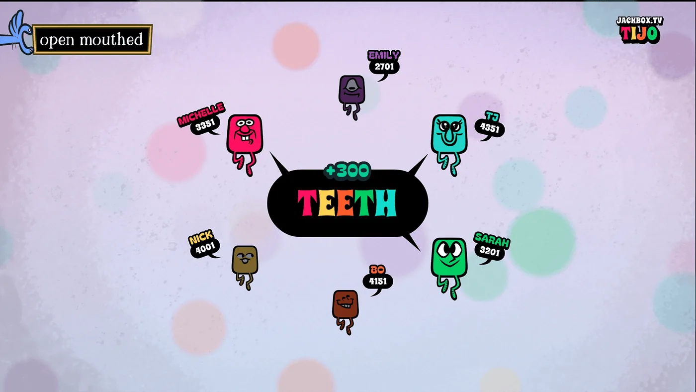 Gameplay screenshot of MegaPals in Jackbox Party Pack 12 showing word association matching.