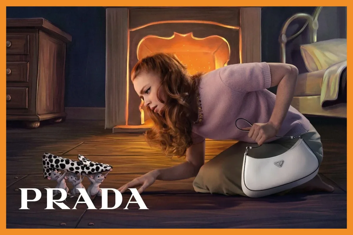 Cast members in Prada holiday winter campaign