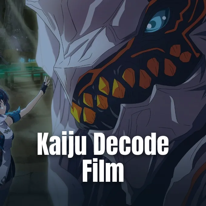 An anime girl reaches her hand toward a massive kaiju creature with glowing patterns.