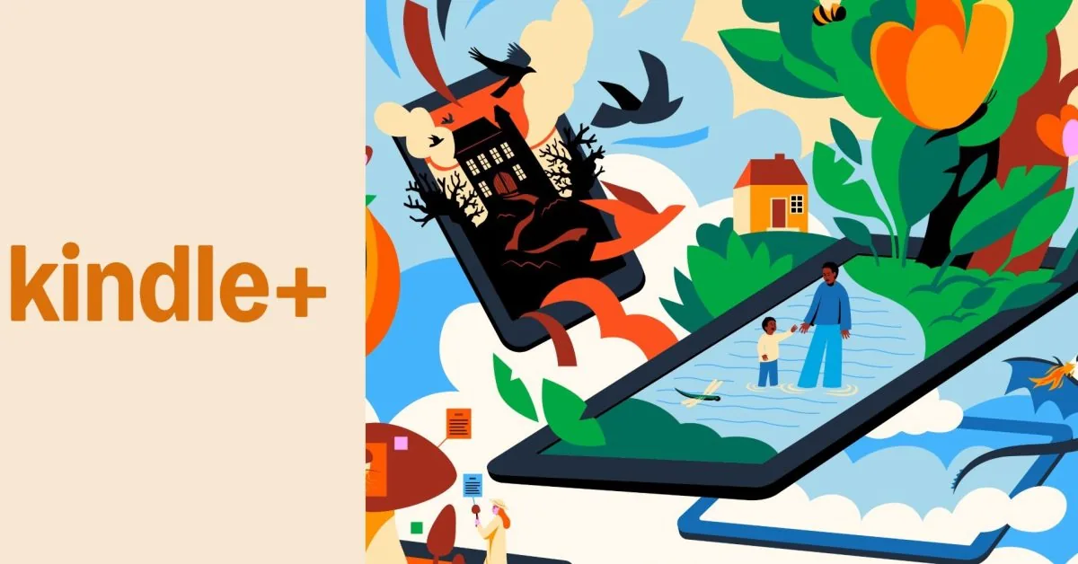 Amazon Kindle Unlimited subscription rebrand to Kindle+ graphic