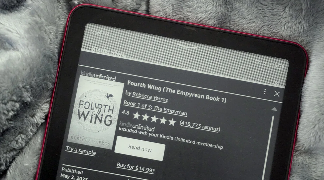 Kindle reading device displaying digital books