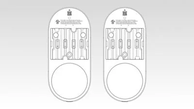 Design rendering of the smart deadbolt lock with rotating keypad and mechanical key access.