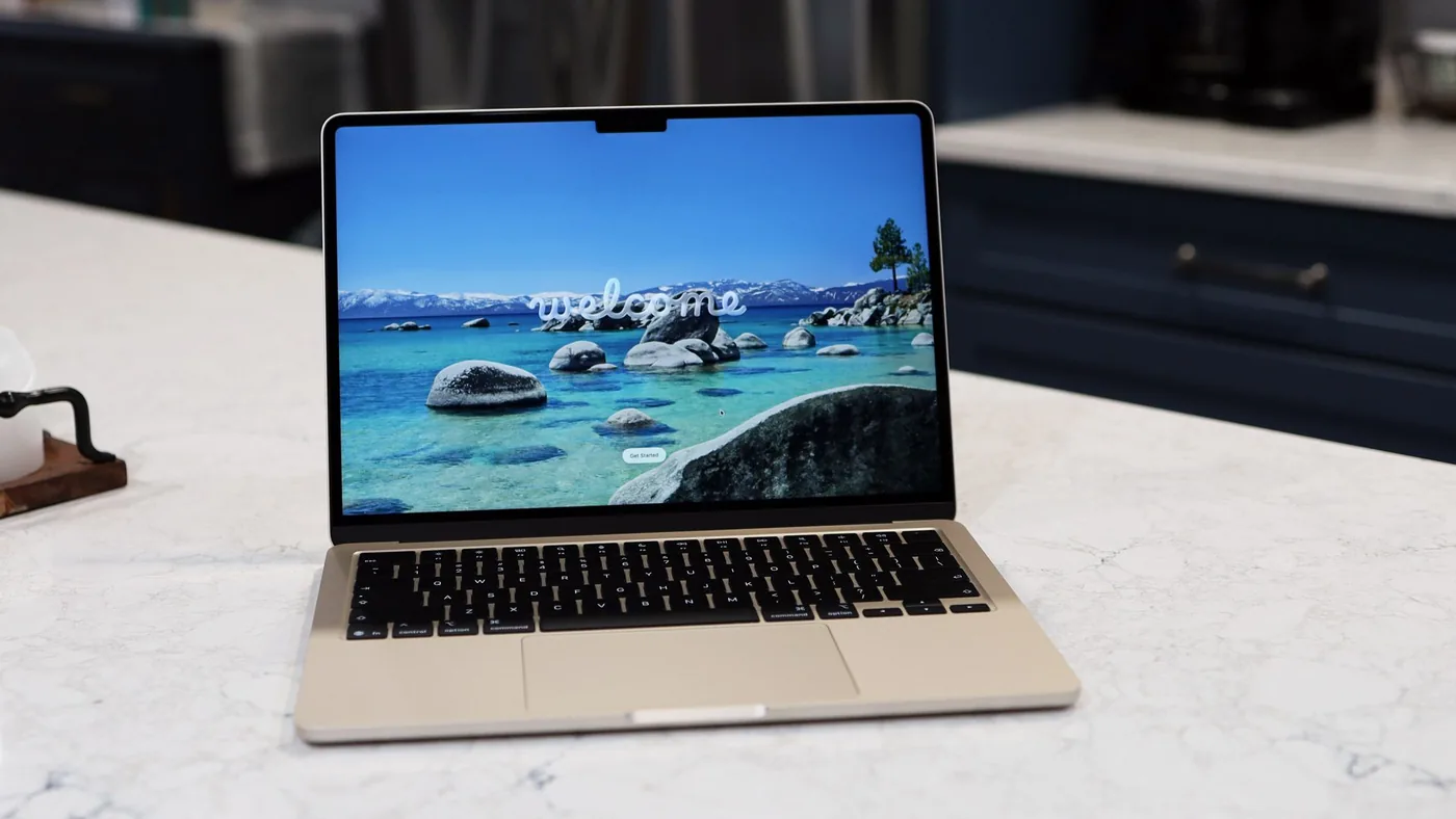Apple M5 MacBook Air laptop open on a work desk.
