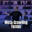 Mark Zuckerberg speaks on a presentation stage with arms outstretched in front of a bookshelf backdrop