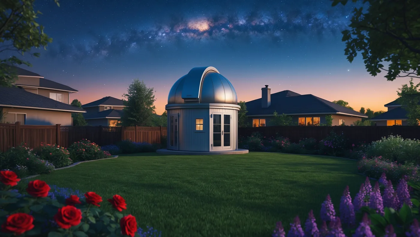 A residential backyard observatory structure designed to meet local zoning setback and height rules