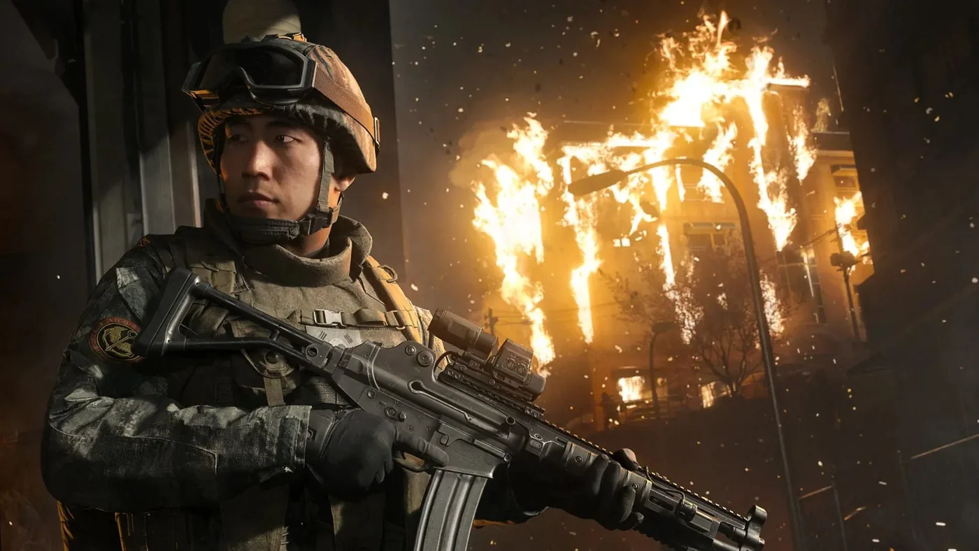 Call of Duty Modern Warfare 4 operator holding a weapon in combat gear.