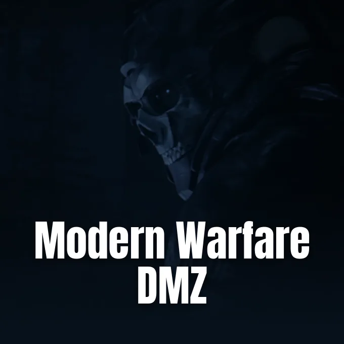 A soldier wearing a skull mask and tactical gear in a dark setting.
