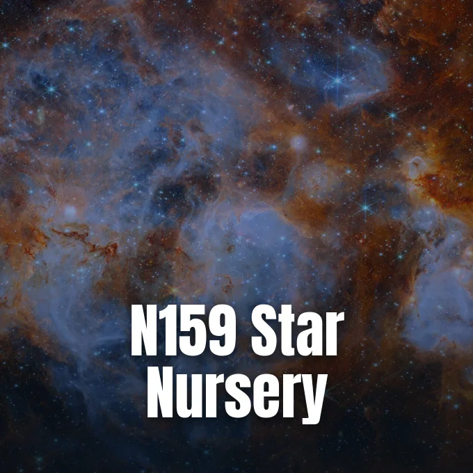 A detailed view of cold molecular gas filaments and glowing stars within the N159 nebula.