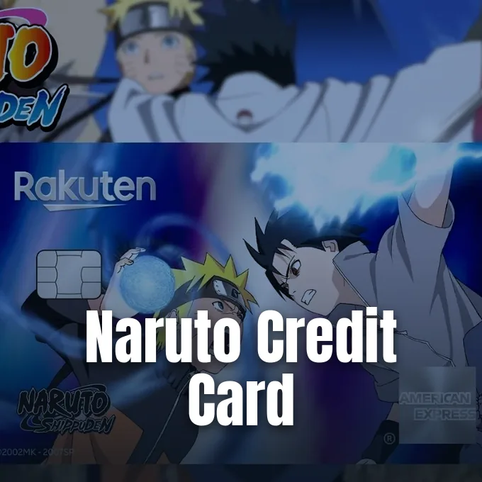 A limited edition Rakuten credit card featuring Naruto and Sasuke from Naruto Shippuden facing each other.